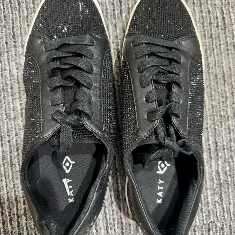 Katy Perry Black Sequin Rizzo Women's Sneakers - Picture 2 of 5